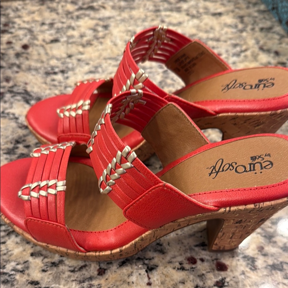 Red Heels with Woven Leather Design